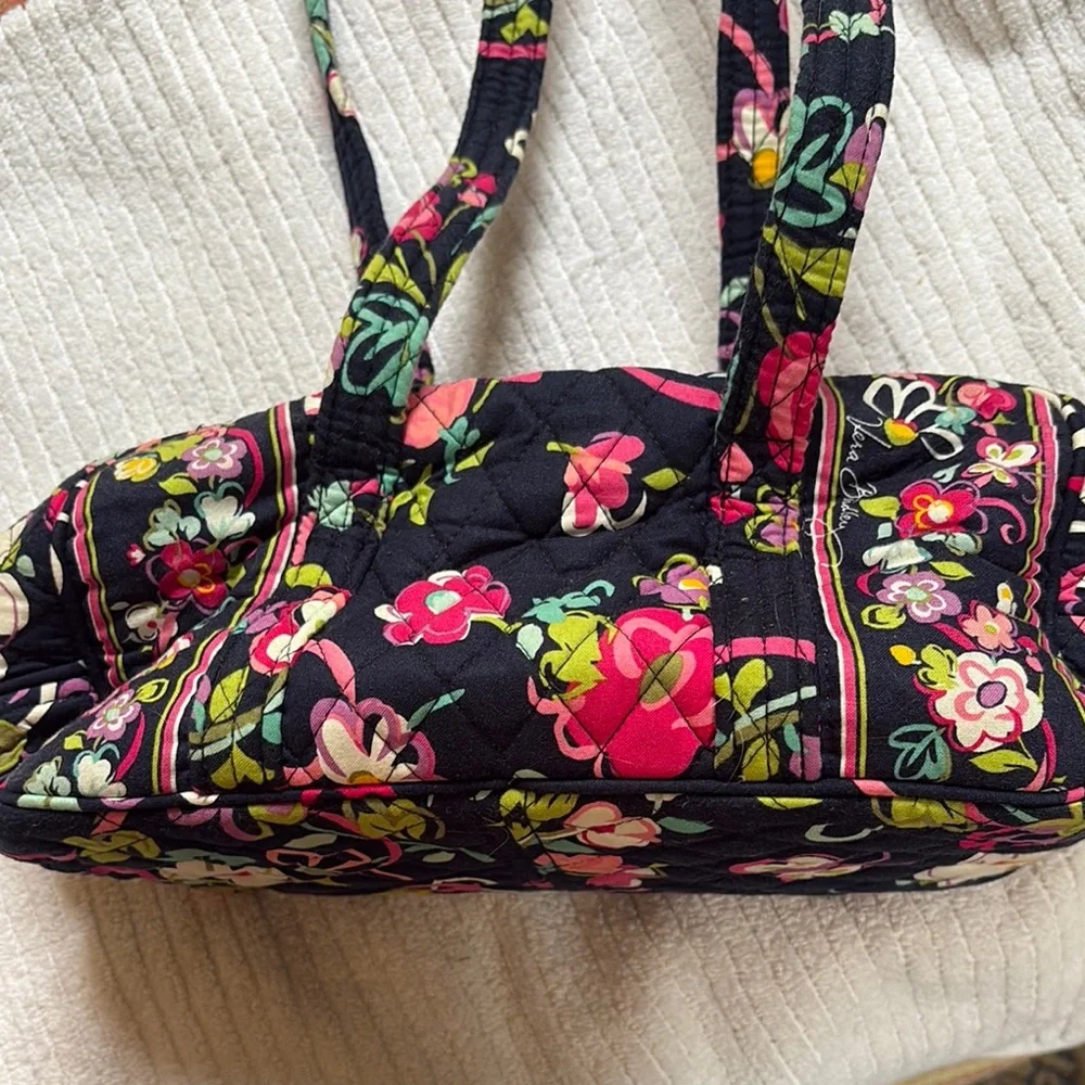Vera Bradley Black and Pink Quilted Shoulder Bag - Picture 1 of 8